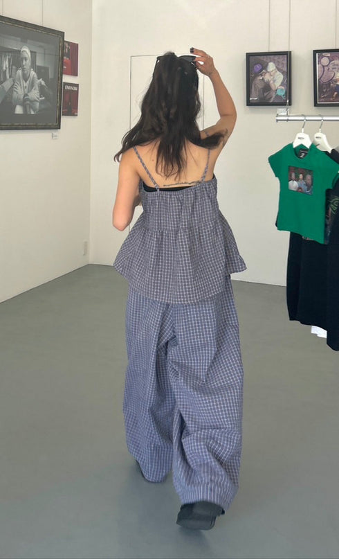 チェックボリュームラフパンツ